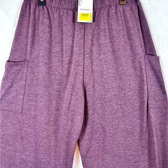 NWT Pantalon Women’s Purple Wide Leg Stretch Pants /  size XL - Picture 8 of 9